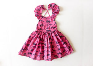 pink dino ruffle sleeve dress