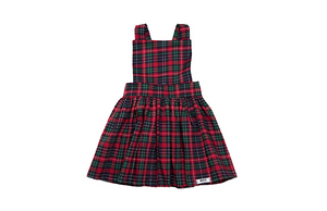 Christmas holiday pinafore dress in tartan plaid