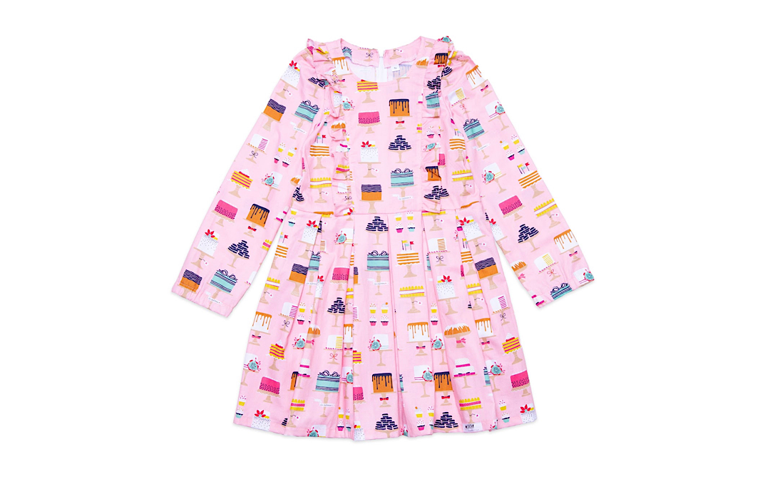 Long sleeve ruffle dress in cakes. Birthday dress!
