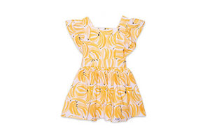 Girls Vintage Inspired Dress in Bananas print