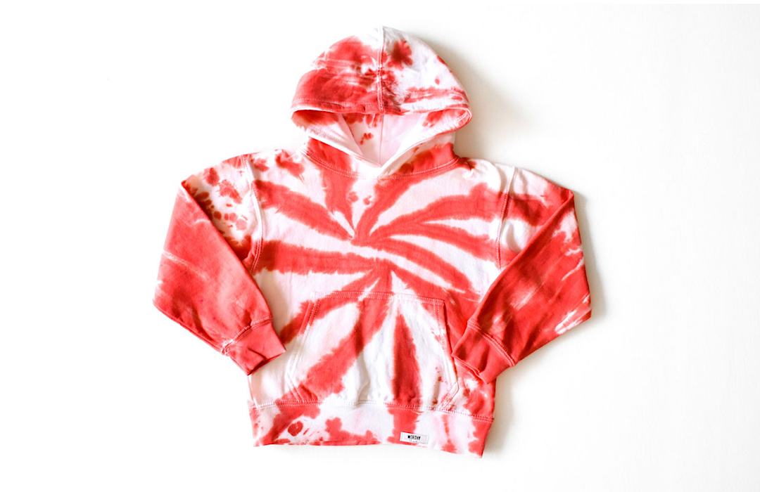 Christmas tie dye hoodie in candy cane red and white