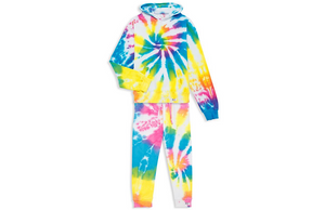 Kids matching loungewear set in multicolored tie dye