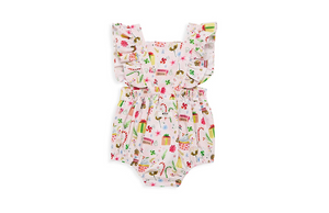 Christmas baby bubble romper in gingerbread print