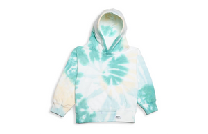 Kids tie dye hoodie in seaglass