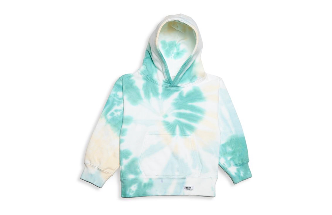 Kids tie dye hoodie in seaglass