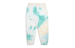 Kids tie dye joggers in sea glass, back view