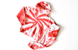 Matching Christmas tie dye loungewear set in Candy Cane!