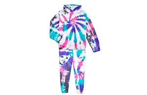 Kids matching loungewear set in space colored tie dye