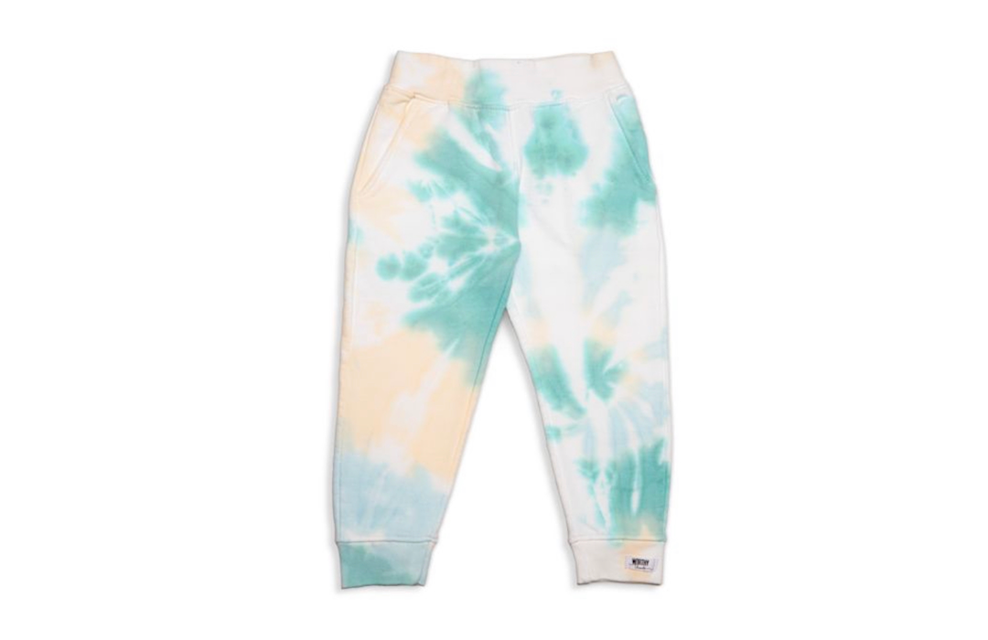 Kids tie dye joggers in sea glass