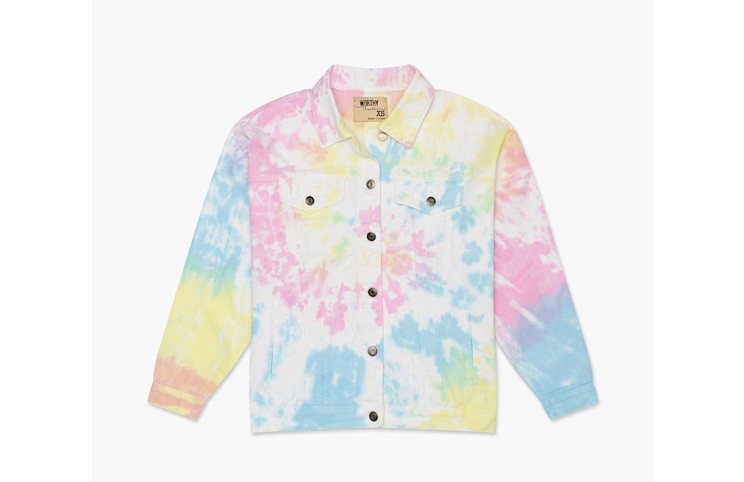 Women’s Tie Dye Denim Boyfriend Jacket in Pastel