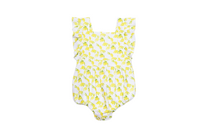 Baby bubble romper in lemons print