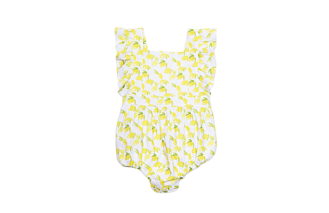 Baby bubble romper in lemons print