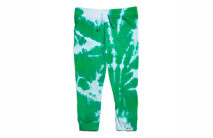 Kids lightweight tie dye joggers in green and blue