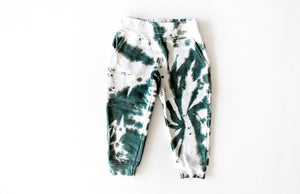 Kids tie dye joggers in green: add tie dye hoodie for matching loungewear set!