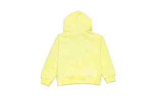 Kids hand dyed hoodie in yellow, back view