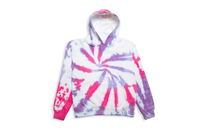 Kids tie dye hoodie in pink purple