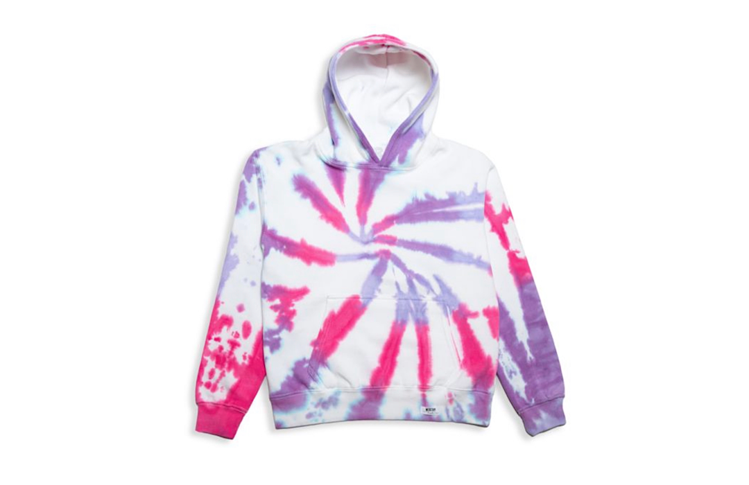 Kids tie dye hoodie in pink purple