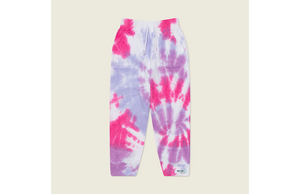 Kids tie dye joggers in pink & purple.  Pair with tie dye raglan for matching loungewear set.