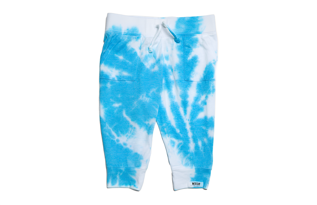 Kids lightweight tie dye joggers in light blue